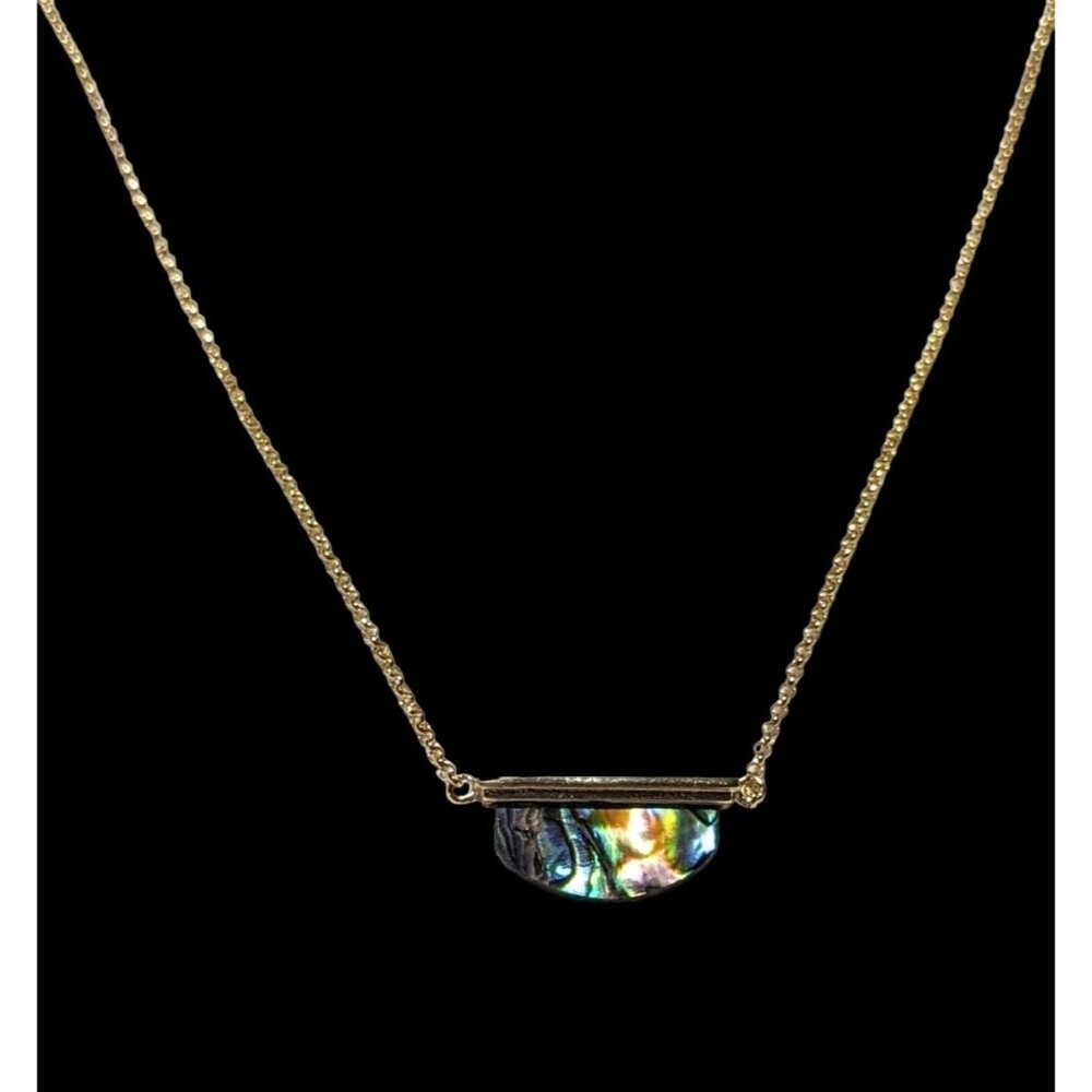 Gold Abalone Half-Moon Pendant Necklace - Women Jewelry